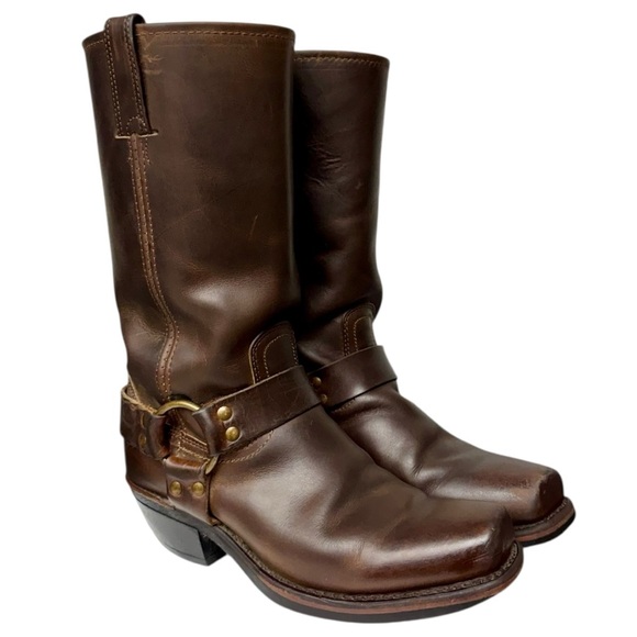 Frye Harness 12R Engineer Boots Dark Brown Leather Motorcycle Size 8 EUC